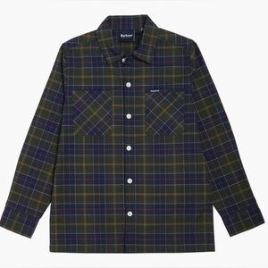 424. KIDS BARBOUR CLASSIC TARTAN PLAID STRETCH COTTON LONG-SLEEVE BUTTON-UP